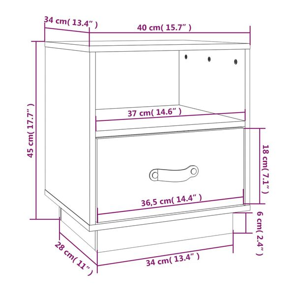 vidaXL Κομοδίνα 2 τεμ. Καφέ Μελί 40x34x45 εκ. από Μασίφ Ξύλο Πεύκου