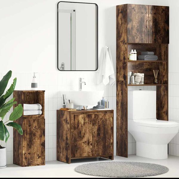 vidaXL Ντουλάπι Μπάνιου Καπνιστή Δρυς 60x33x61 εκ. Επεξεργασμένο Ξύλο