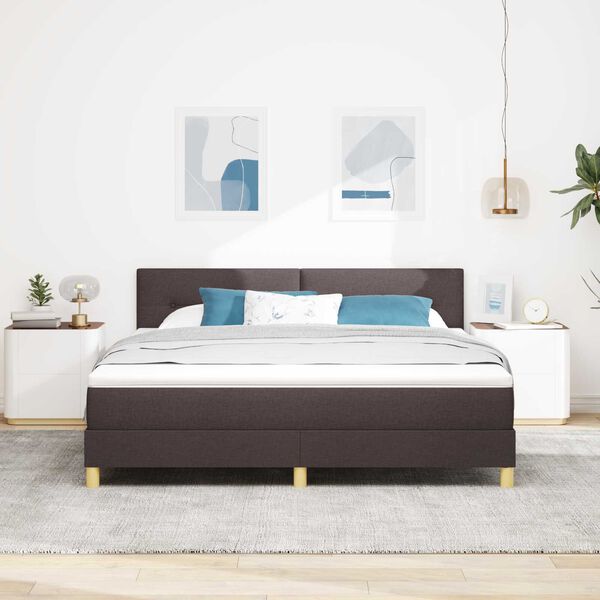 vidaXL Κρεβάτι με ελατήρια με Ματress & LED Καφέ 180x200 εκ. Ύφασμα