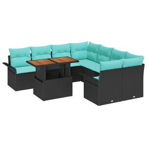 vidaXL &Sigma;&epsilon;&tau; &Kappa;&alpha;&nu;&alpha;&pi;έ &Kappa;ή&pi;&omicron;&upsilon; 9 pcs &Mu;&alpha;ύ&rho;&omicron; &kappa;&alpha;&iota; &mu;&pi;&lambda;&epsilon; &sigma;&upsilon;&nu;&theta;&epsilon;&tau;&iota;&kappa;ό &rho;&alpha;&tau;ά&nu;