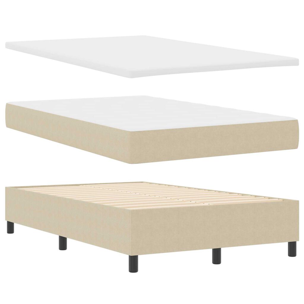 vidaXL Box Spring Κρεβάτι με Στρώμα & LED Φως Πράσινο Γκρι Μικρό Διπλό Ύφασμα Σουέτ