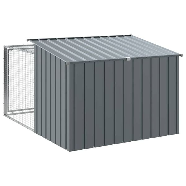 vidaXL Σπιτάκι Σκύλου με Αυλή Ανθρακί 153x194x110 εκ. Γαλβαν. Χάλυβας