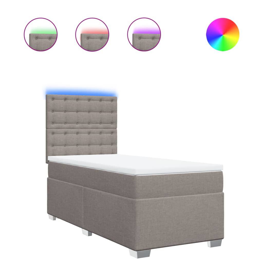 vidaXL Κρεβάτι Boxspring με Στρώμα Taupe 100 x 200 εκ. Υφασμάτινο