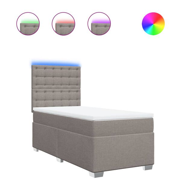 vidaXL Κρεβάτι Boxspring με Στρώμα Taupe 100 x 200 εκ. Υφασμάτινο