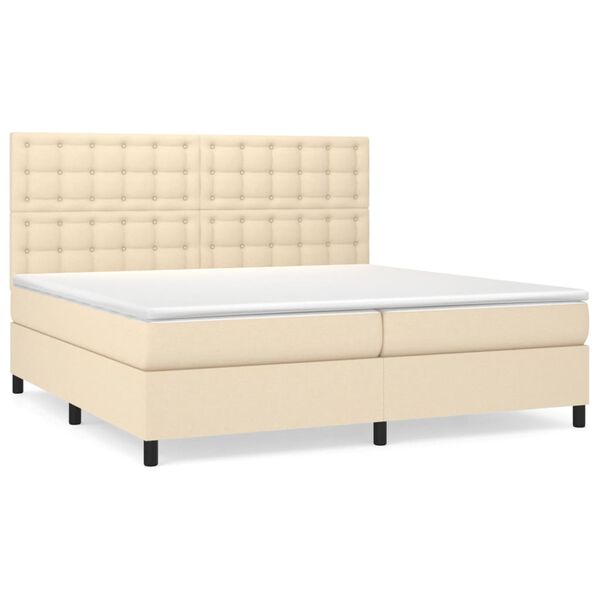 vidaXL &Kappa;&rho;&epsilon;&beta;ά&tau;&iota; Boxspring &mu;&epsilon; &Sigma;&tau;&rho;ώ&mu;&alpha; &Kappa;&rho;&epsilon;&mu; 200x200 &epsilon;&kappa;. &Upsilon;&phi;&alpha;&sigma;&mu;ά&tau;&iota;&nu;&omicron;