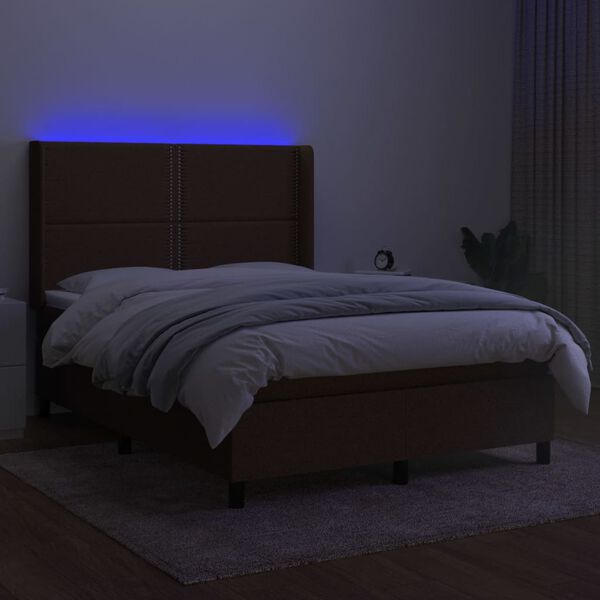 vidaXL &Kappa;&rho;&epsilon;&beta;ά&tau;&iota; Boxspring &mu;&epsilon; &Sigma;&tau;&rho;ώ&mu;&alpha; & LED &Sigma;&kappa;.&Kappa;&alpha;&phi;έ 140x190&epsilon;&kappa;. &Upsilon;&phi;&alpha;&sigma;&mu;ά&tau;&iota;&nu;&omicron;