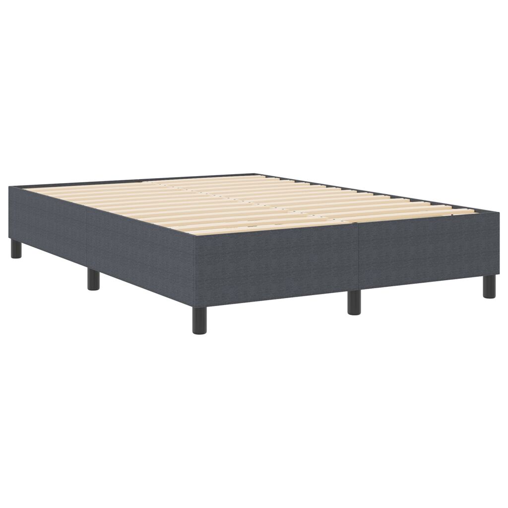 vidaXL Κρεβάτι Box Spring Σκούρο Γκρι 140x200 εκ Ψαθωτό Ύφασμα