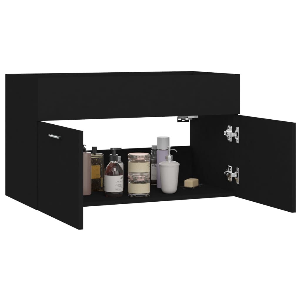 vidaXL Ντουλάπι Νιπτήρα Μαύρο 80 x 38,5 x 46 εκ. από Επεξ. Ξύλο