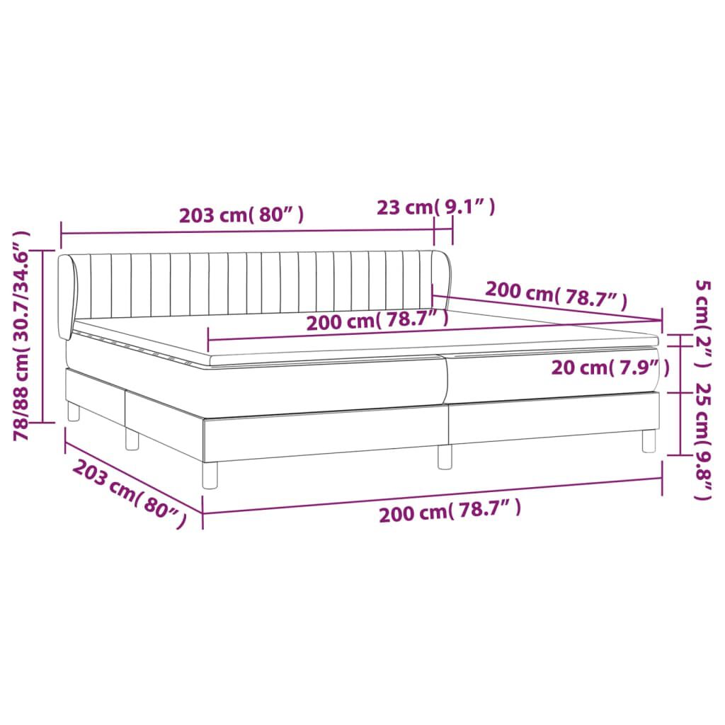 vidaXL Κρεβάτι Boxspring με Στρώμα Κρεμ 200x200 εκ. Υφασμάτινο