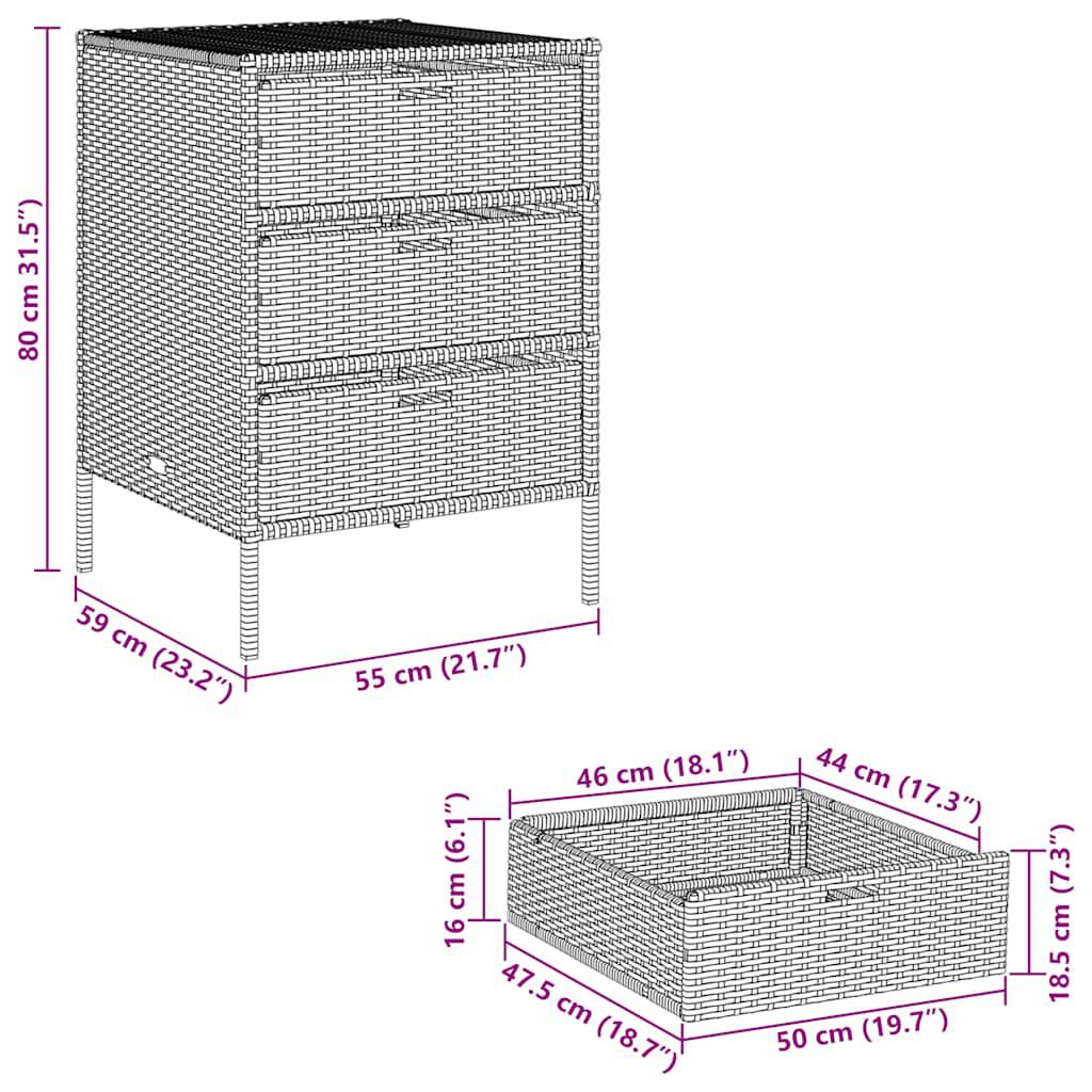 vidaXL Ντουλάπι Αποθήκευσης Κήπου Γκρι 55x59x80 εκ. Συνθετικό Ρατάν