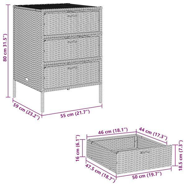vidaXL Ντουλάπι Αποθήκευσης Κήπου Γκρι 55x59x80 εκ. Συνθετικό Ρατάν