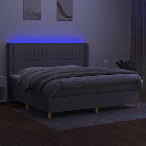 vidaXL &Kappa;&rho;&epsilon;&beta;ά&tau;&iota; Boxspring &mu;&epsilon; &Sigma;&tau;&rho;ώ&mu;&alpha; & LED &Alpha;&nu;.&Gamma;&kappa;&rho;&iota; 200x200&epsilon;&kappa;. &Upsilon;&phi;&alpha;&sigma;&mu;ά&tau;&iota;&nu;&omicron;