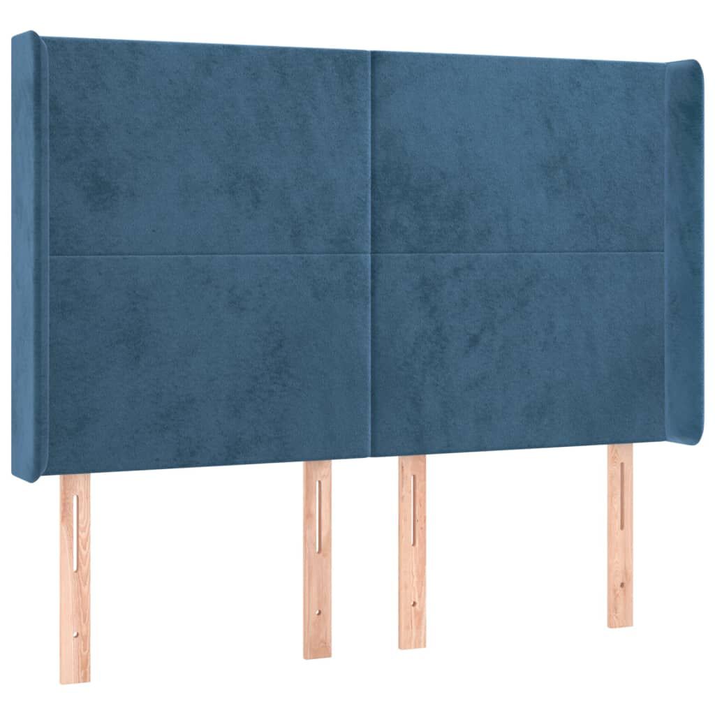 vidaXL Κρεβάτι Boxspring με Στρώμα & LED Σκ. Μπλε 140x190εκ. Βελούδινο