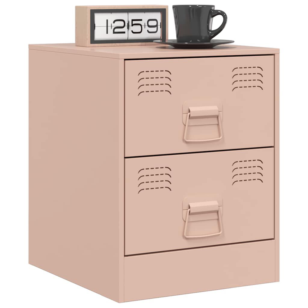 vidaXL Κομοδίνο Ροζ 34,5 x 39 x 44 εκ. από Χάλυβα