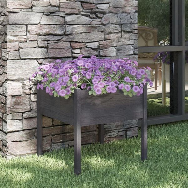vidaXL Ζαρντινιέρα Γκρι 70 x 70 x 70 εκ. από Μασίφ Ξύλο Πεύκου