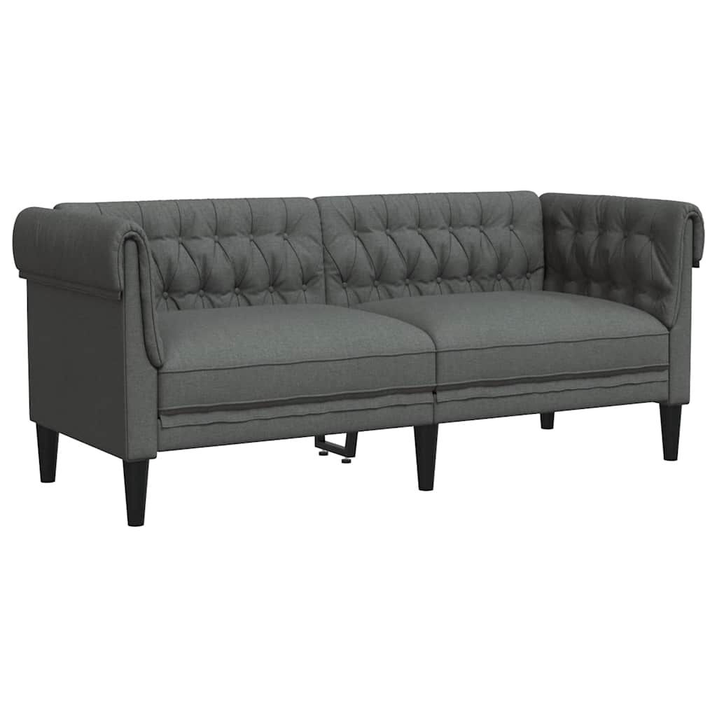 vidaXL Καναπές Διθέσιος Chesterfield Σκούρο Γκρι Υφασμάτινος