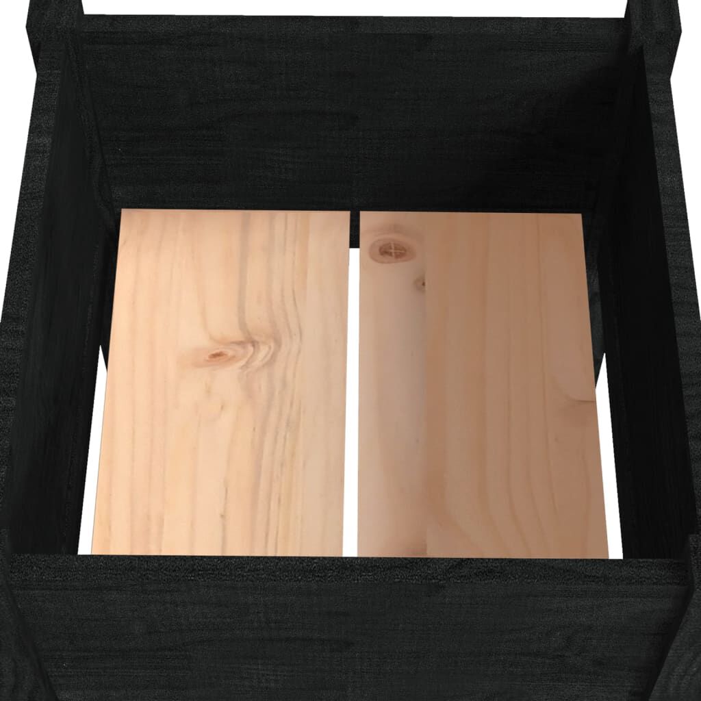 vidaXL Ζαρντινιέρες 2 τεμ. Μαύρες 40 x 40 x 70 εκ. Μασίφ Ξύλο Πεύκου
