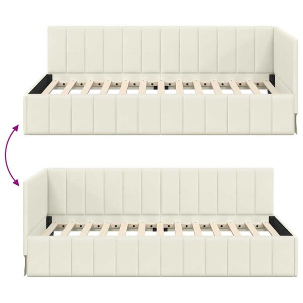 vidaXL Κρεβάτι Γωνίας με κεφαλάρι Κρεμ 90 x 200 cm Βελούδο