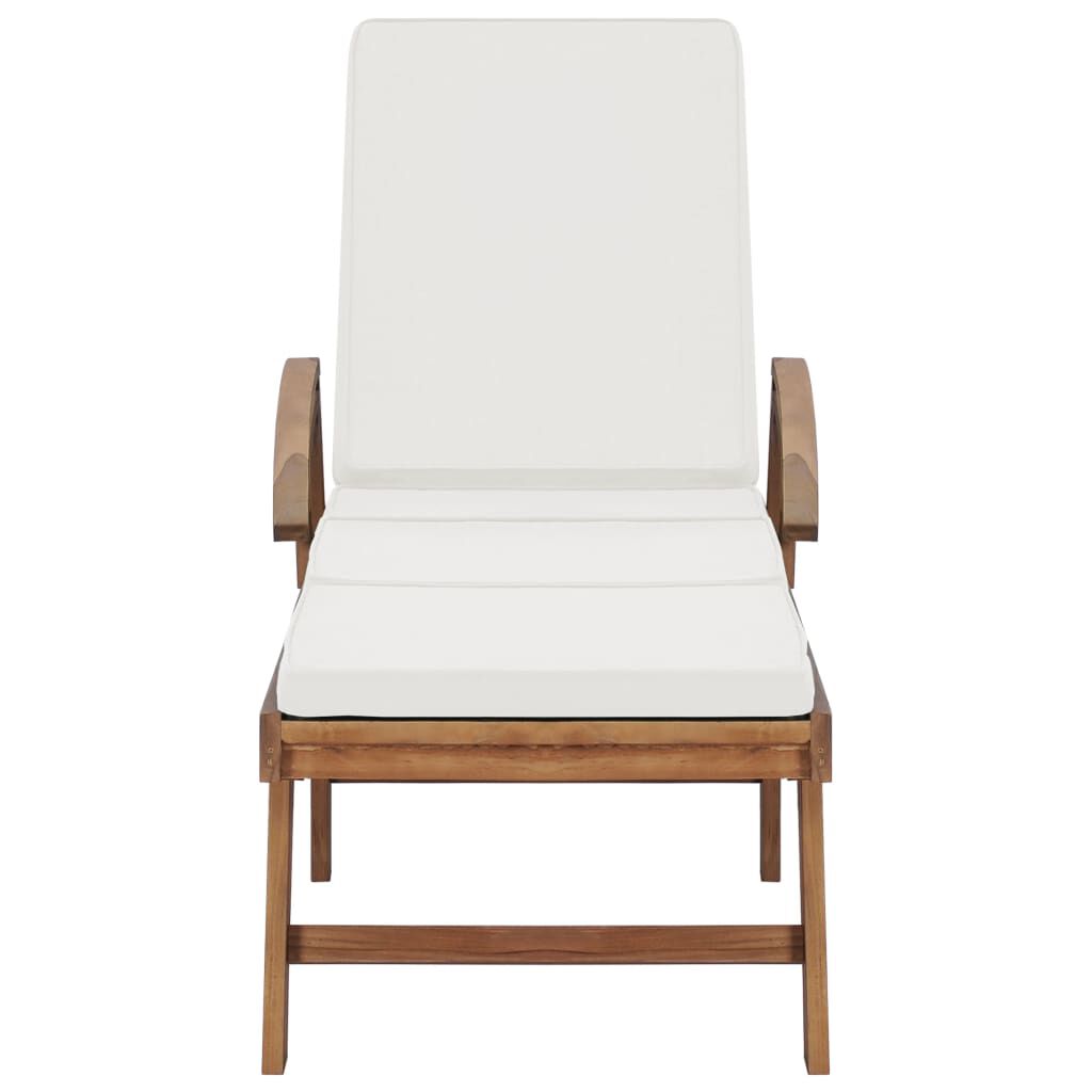 vidaXL Ξαπλώστρες Κρεμ από Μασίφ Ξύλο Teak με 2 τεμ. Μαξιλάρια