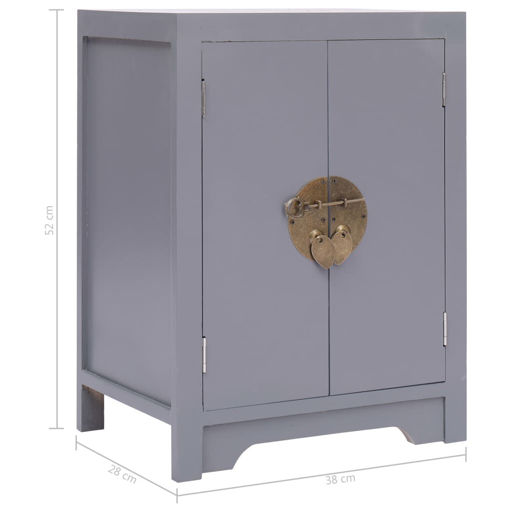 vidaXL Κομοδίνο Γκρι 38 x 28 x 52 εκ. από Ξύλο Παυλώνιας