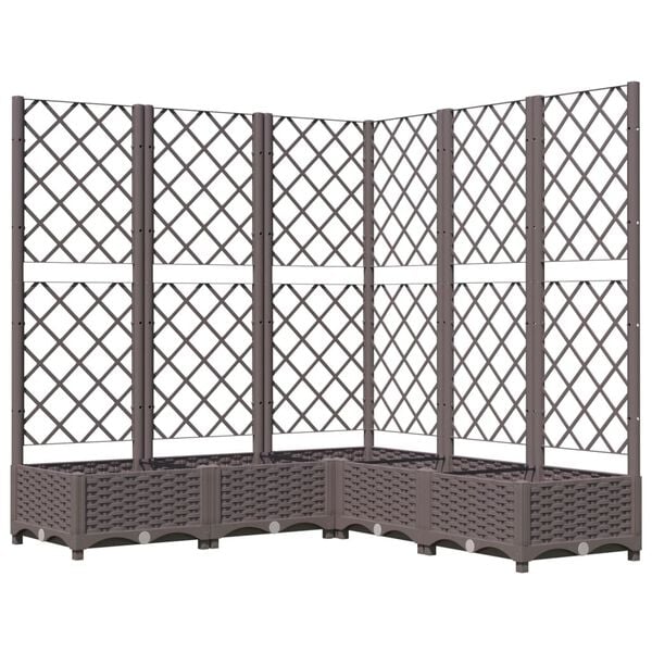 vidaXL Ζαρντινιέρα Κήπου με Καφασωτό Καφέ 120x120x121,5 εκ. από PP