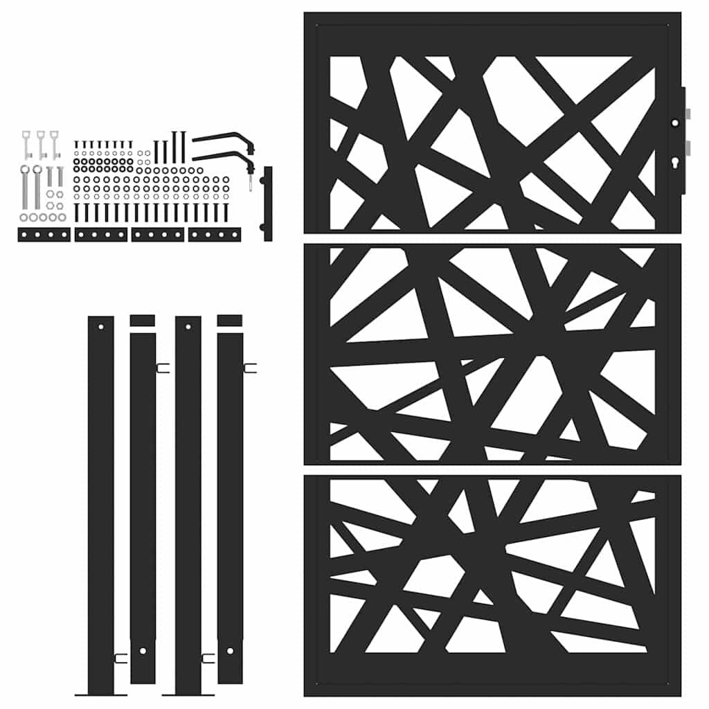 vidaXL Garden Gate Μαύρη 105x155 cm Σχέδιο Ατσάλινο Φωτιστικό