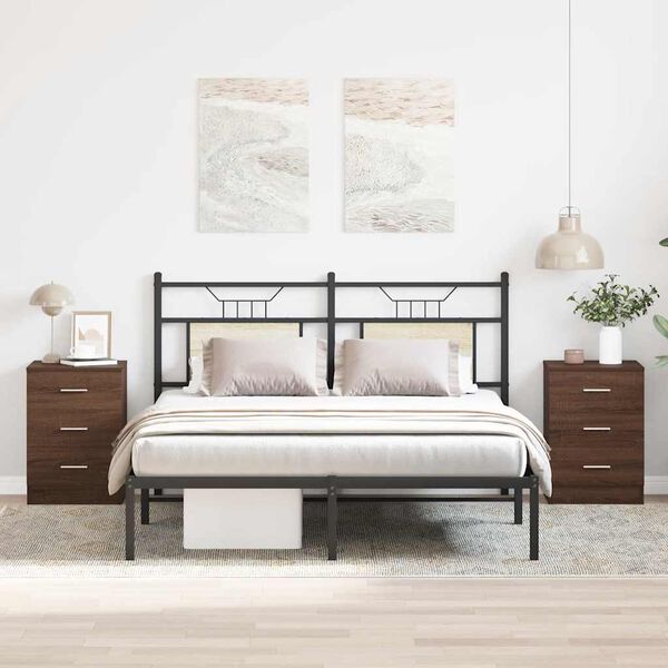 vidaXL Κομοδίνα 2 τεμ. Καφέ Δρυς από 38x35x56 Επεξεργασμένο Ξύλο