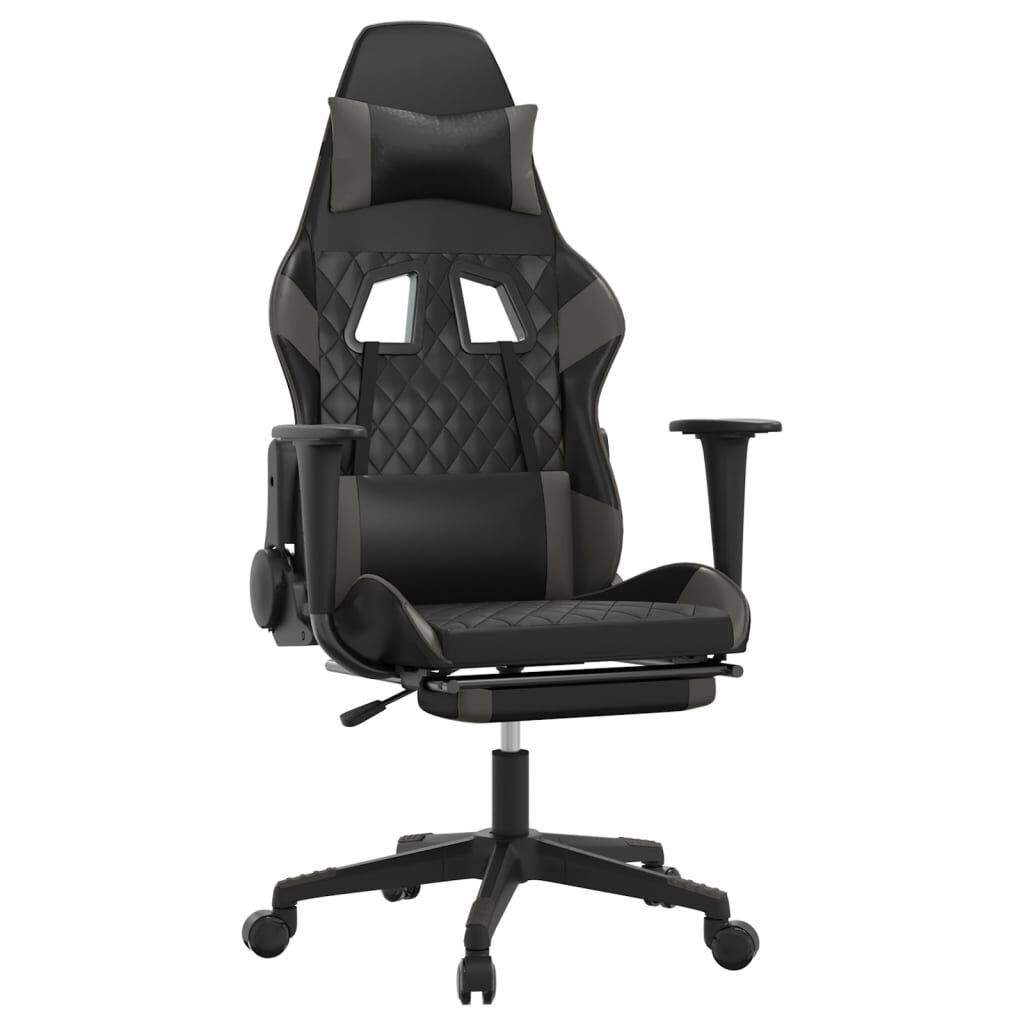 vidaXL Καρέκλα Gaming Μασάζ Υποπόδιο Μαύρο&Γκρι από Συνθετικό Δέρμα