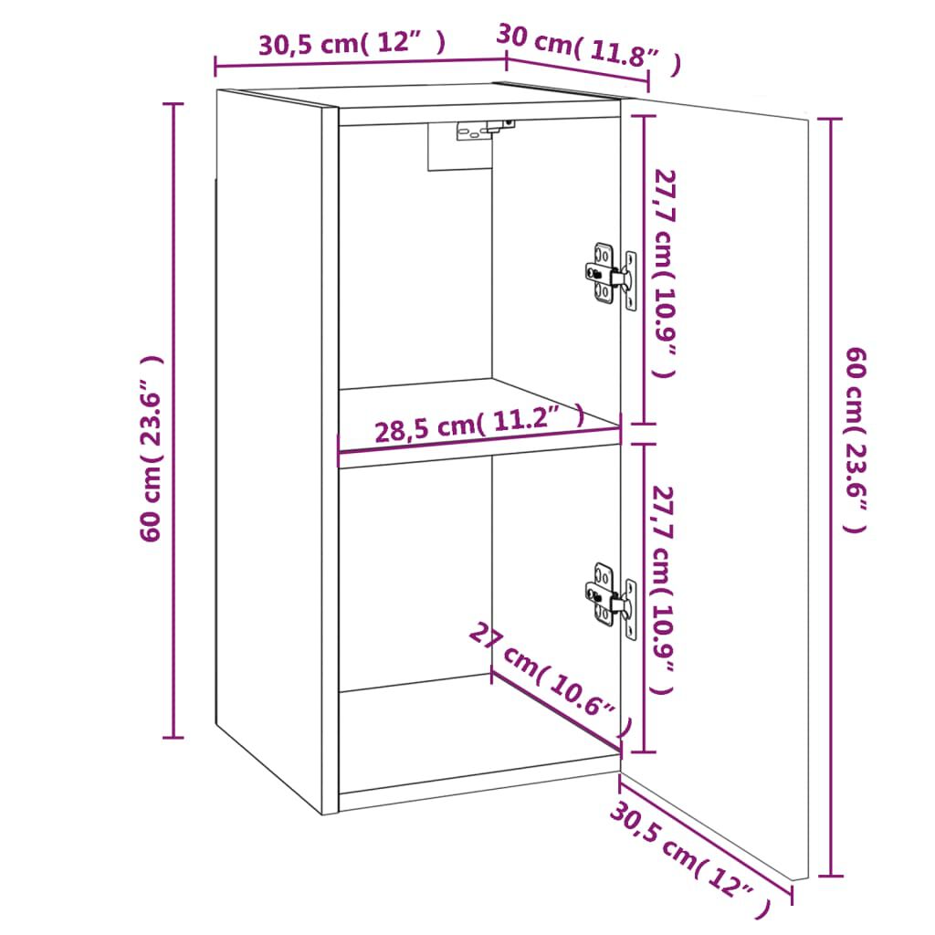 vidaXL Έπιπλο Τηλεόρασης Γκρι Sonoma 30,5x30x60 εκ. από Επεξεργ. Ξύλο