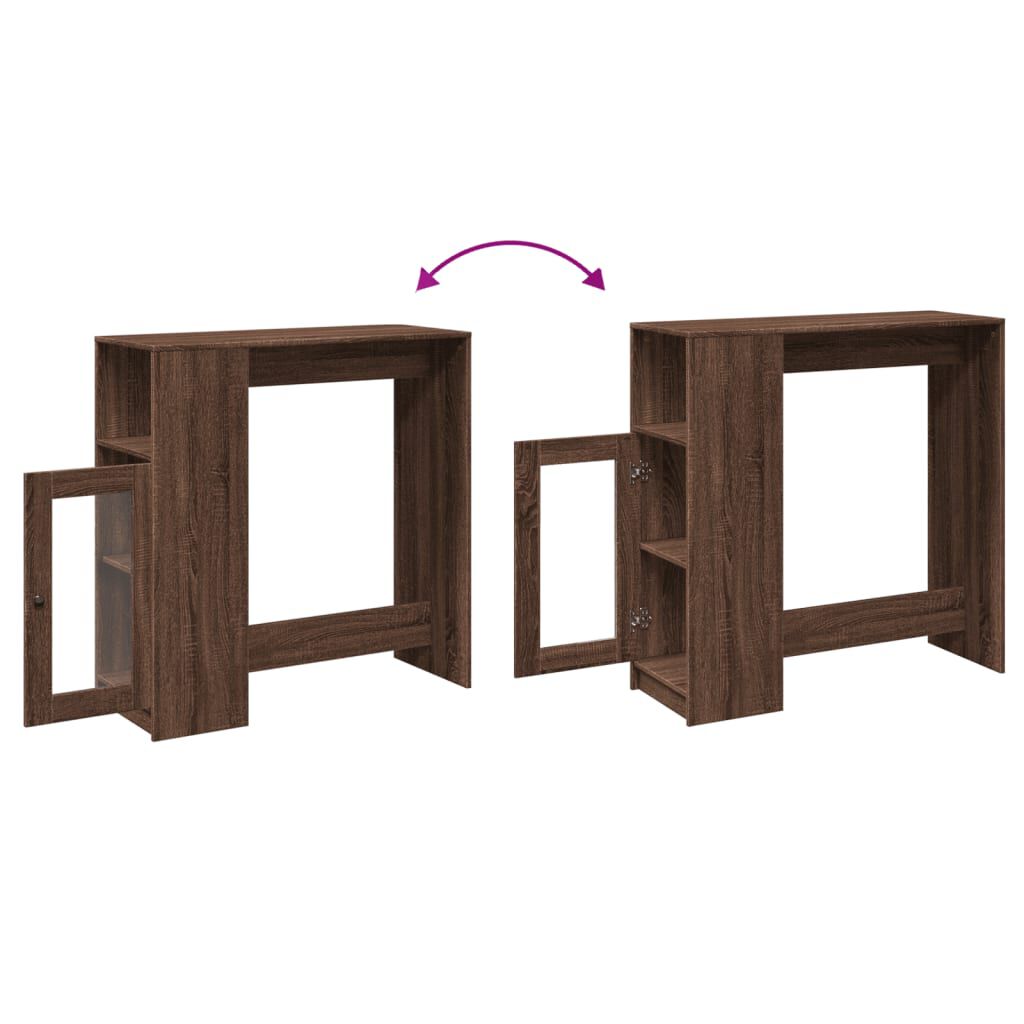 vidaXL Τραπέζι Μπαρ με Ράγες Καφέ Δρυς 101x40x103,5 εκ. Επεξεργ. Ξύλο