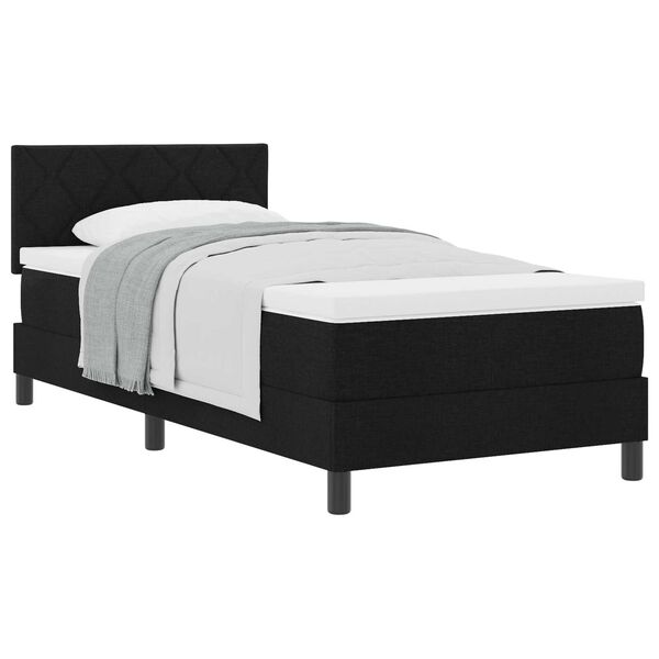 vidaXL Κρεβάτι box spring με στρώμα με στρώμα Μαύρο 90 x 190 cm ύφασμα