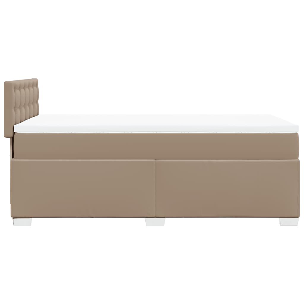 vidaXL Κρεβάτι Boxspring με Στρώμα Καπουτσίνο 90x190εκ.από Συνθ. Δέρμα
