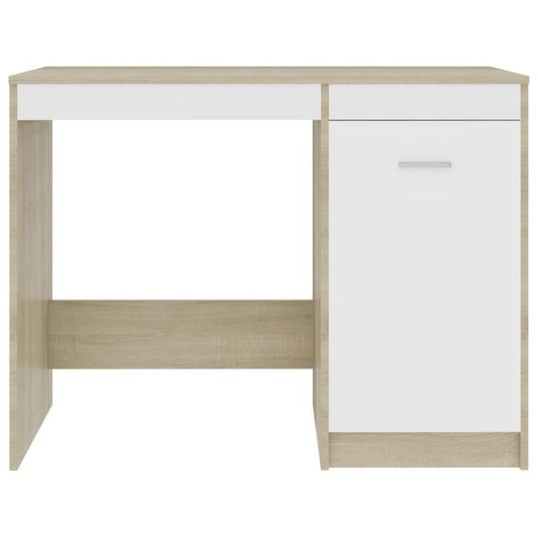 vidaXL Γραφείο Λευκό / Sonoma Δρυς 100 x 50 x 76 εκ. από Μοριοσανίδα