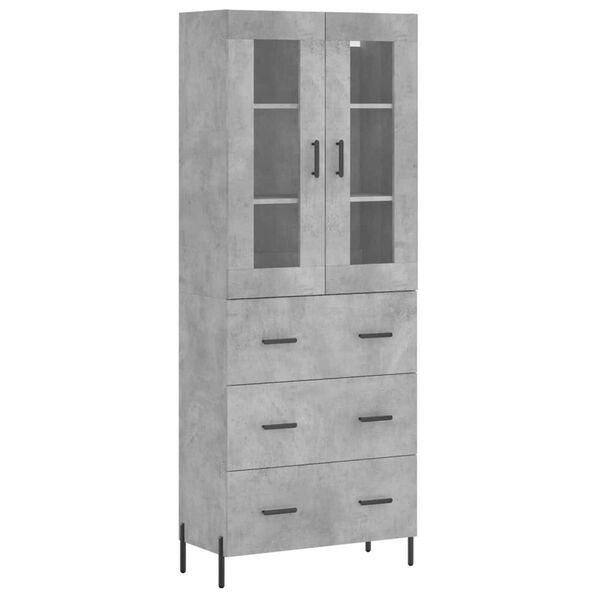 vidaXL Ντουλάπι Γκρι Σκυροδέματος 69,5x34x180 εκ. Επεξεργασμένο Ξύλο