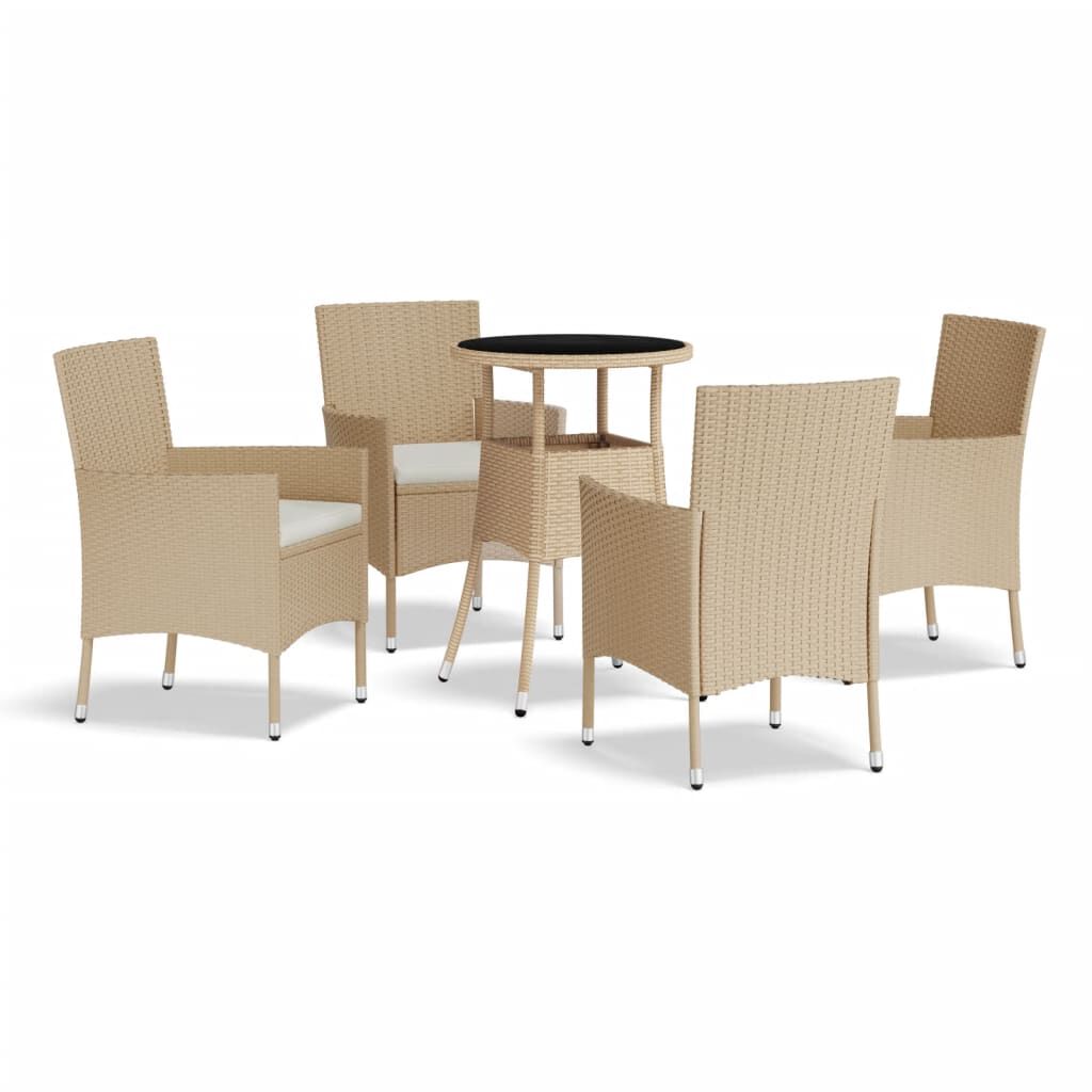 vidaXL Σετ Επίπλων Bistro Κήπου 5 τεμ. Μπεζ Συνθετ. Ρατάν με Μαξιλάρια