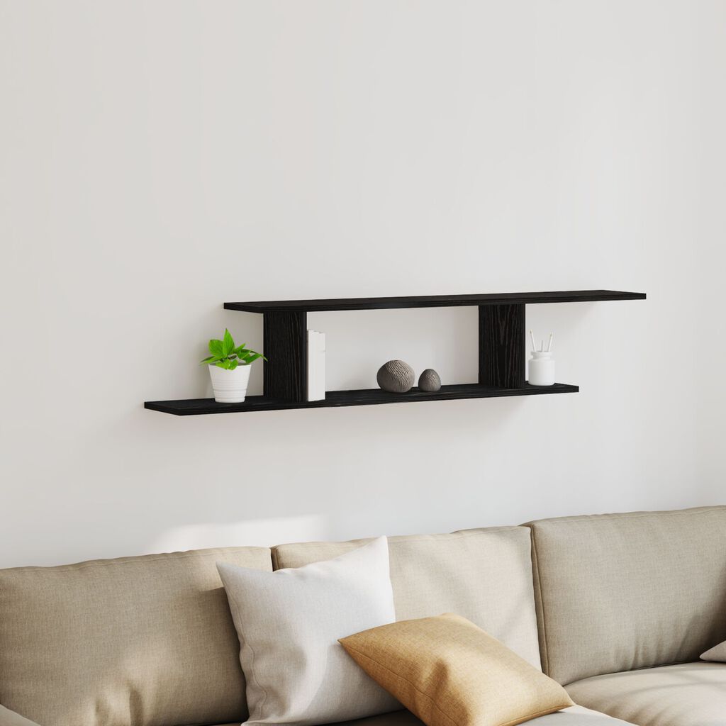 vidaXL Τοίχου Ράφα TV Μαύρη Βελανιδιά 125x18x23 εκ Επεξεργασμένο Ξύλο