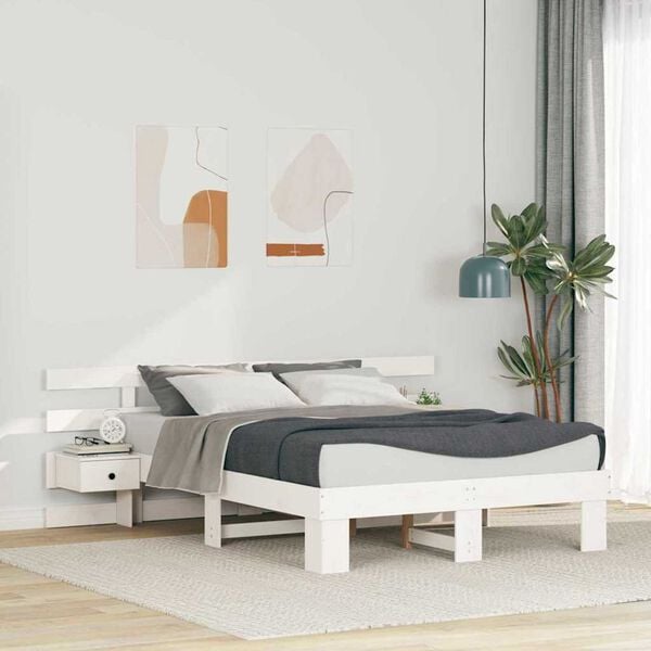 vidaXL Σκελετός Κρεβατιού με συρτάρι Λευκό 140 x 190 cm
