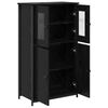 vidaXL Highboard &Mu;&alpha;ύ&rho;&eta; &Omicron;&xi;&upsilon;ά 62 x 32 x 106,5 &epsilon;&kappa; &Epsilon;&pi;&epsilon;&xi;&epsilon;&rho;&gamma;&alpha;&sigma;&mu;έ&nu;&omicron; &xi;ύ&lambda;&omicron;