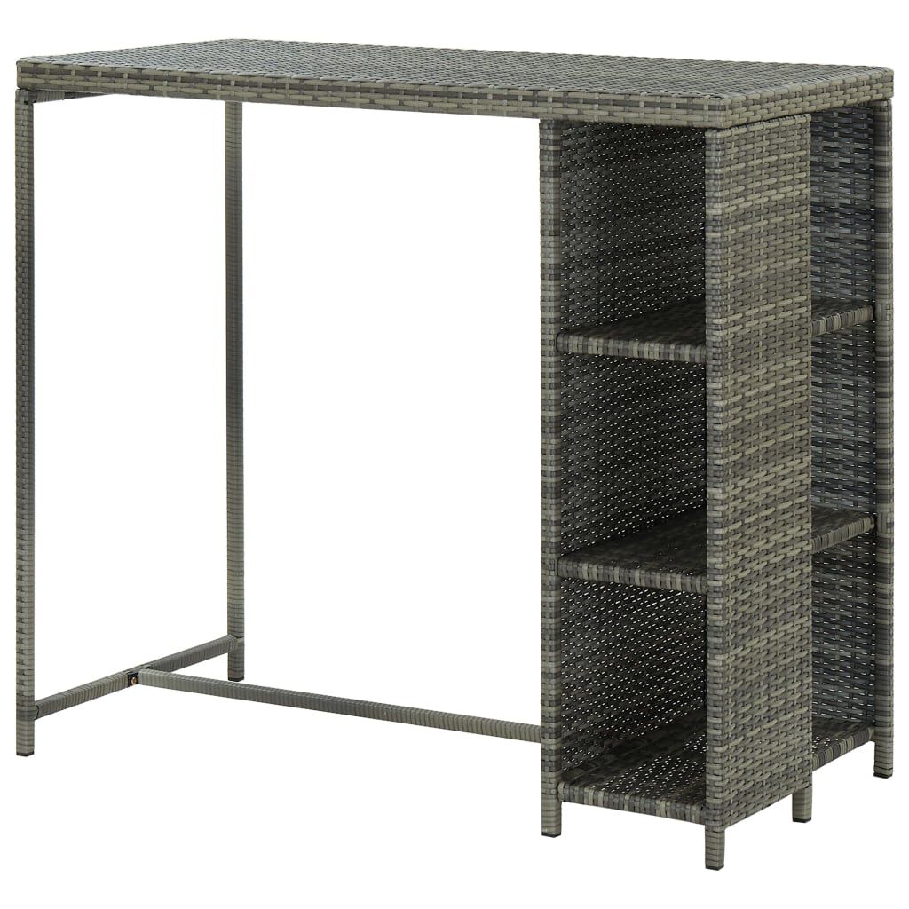 vidaXL Τραπέζι Μπαρ με Ράφια Γκρι 120x60x110 εκ. από Συνθετικό Ρατάν