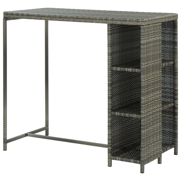 vidaXL Τραπέζι Μπαρ με Ράφια Γκρι 120x60x110 εκ. από Συνθετικό Ρατάν
