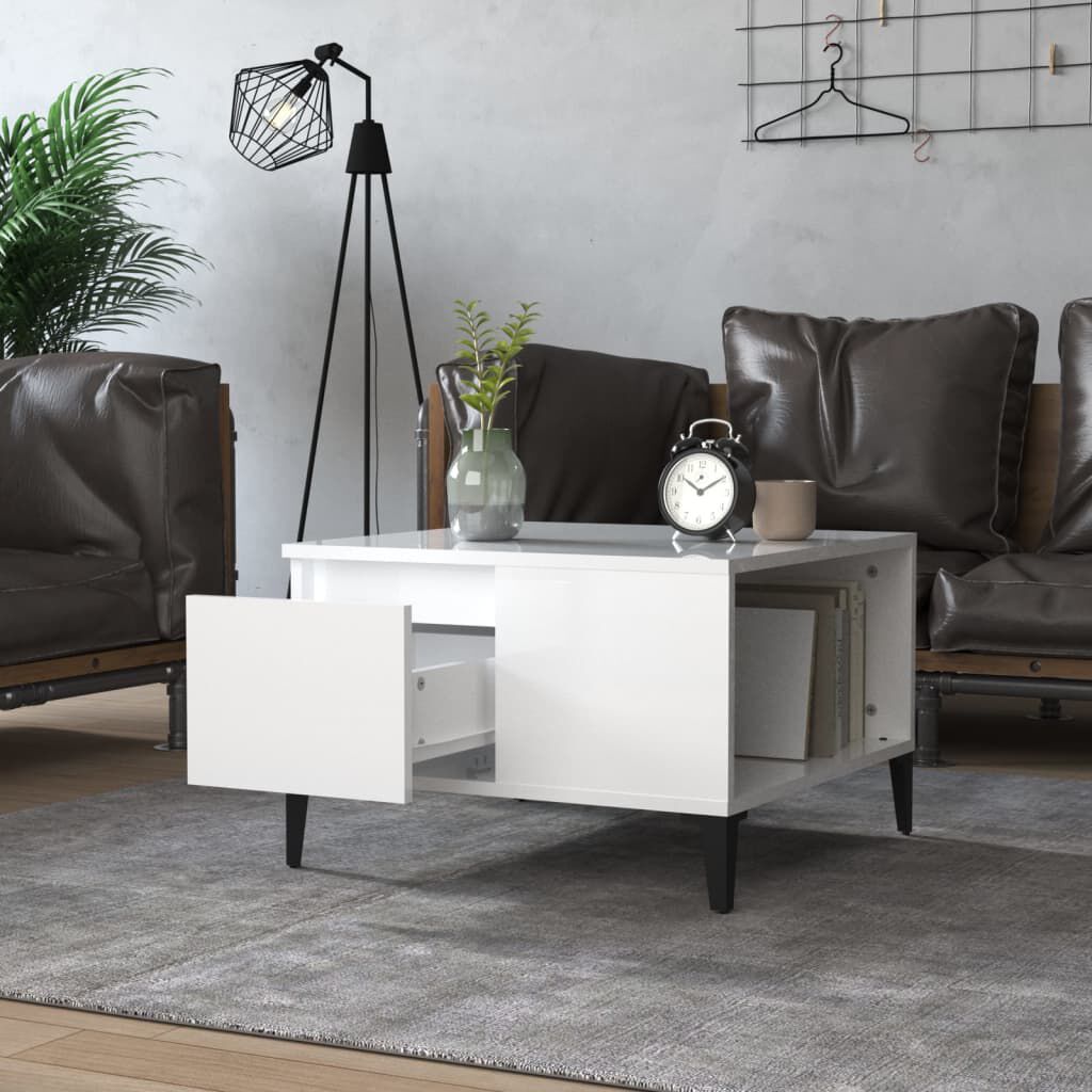 vidaXL Τραπεζάκι Σαλονιού Γυαλ. Λευκό 55x55x36,5 εκ. Επεξεργ. Ξύλο