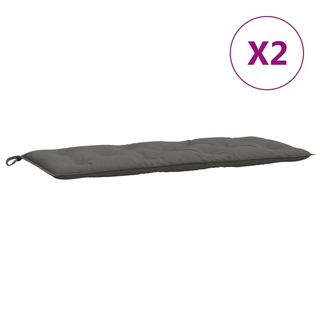 vidaXL Μαξιλάρια Πάγκου Κήπου 2 Τεμ. Σκ. Γκρι Μελανζέ 120x50x7 εκ. Ύφ.