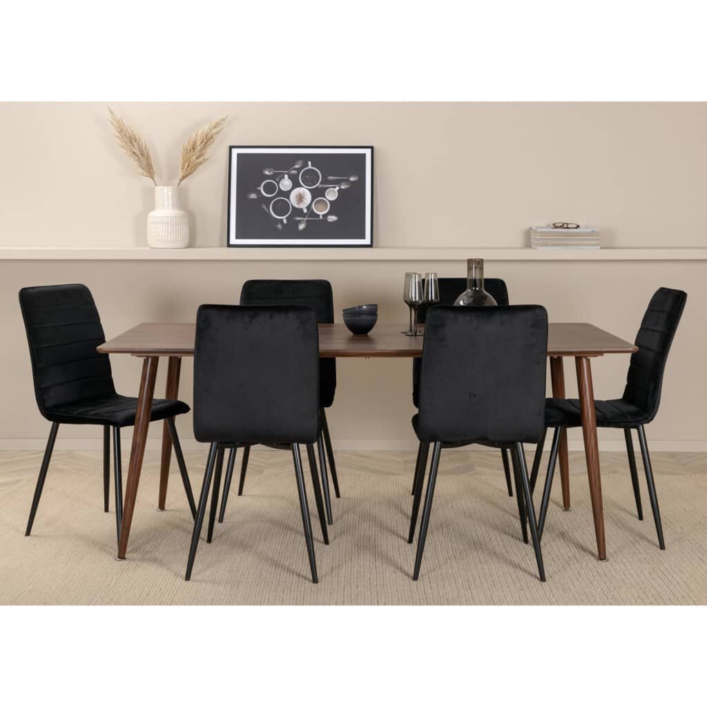 Venture Home Καρέκλες Τραπεζαρίας Windu 2 τεμ. Μαύρες Βελούδινες
