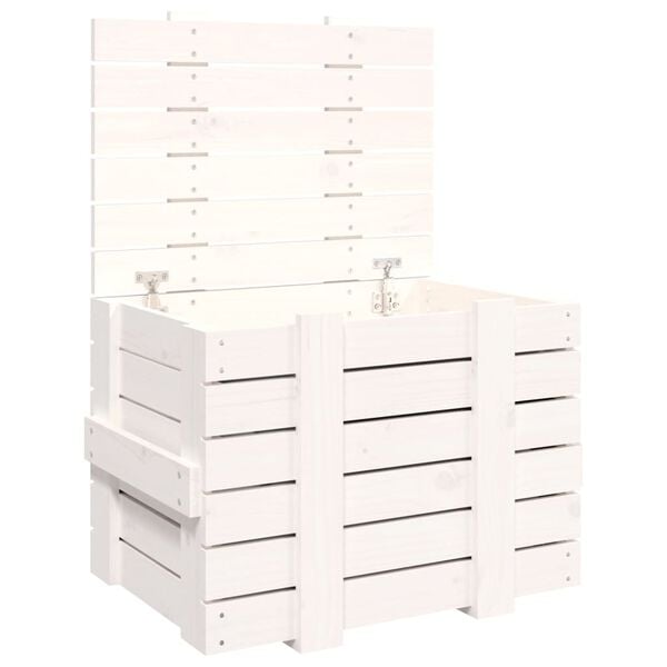 vidaXL Κουτί Αποθήκευσης Λευκό 58x40,5x42 εκ. από Μασίφ Ξύλο Πεύκου