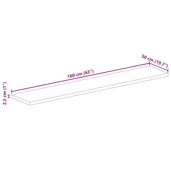 vidaXL Επιφάνεια Γραφείου Ορθογώνια 160x50x2,5 εκ. Μασίφ Ξύλο Ακακίας