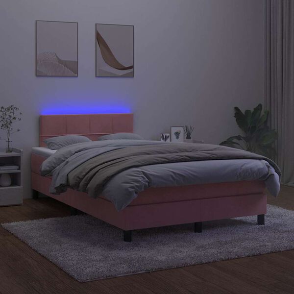 vidaXL &Kappa;&rho;&epsilon;&beta;ά&tau;&iota; Boxspring &mu;&epsilon; &Sigma;&tau;&rho;ώ&mu;&alpha; & LED &Rho;&omicron;&zeta; 120x190 &epsilon;&kappa;. &Beta;&epsilon;&lambda;&omicron;ύ&delta;&iota;&nu;&omicron;