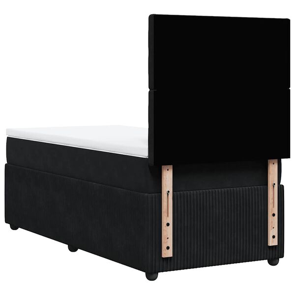 vidaXL Κρεβάτι Boxspring με Στρώμα Μαύρο 90x190 εκ. Βελούδινο