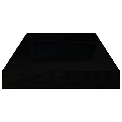 vidaXL Ράφια Τοίχου Γυαλιστερά Μαύρα 2 Τεμάχια 50x23x3,8 εκ. MDF