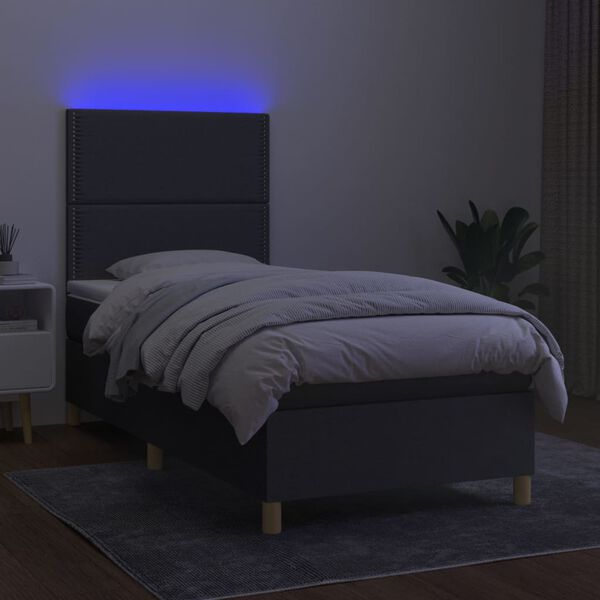 vidaXL &Kappa;&rho;&epsilon;&beta;ά&tau;&iota; Boxspring &mu;&epsilon; &Sigma;&tau;&rho;ώ&mu;&alpha; & LED &Sigma;&kappa;.&Gamma;&kappa;&rho;&iota; 90x200 &epsilon;&kappa;. &Upsilon;&phi;&alpha;&sigma;&mu;ά&tau;&iota;&nu;&omicron;