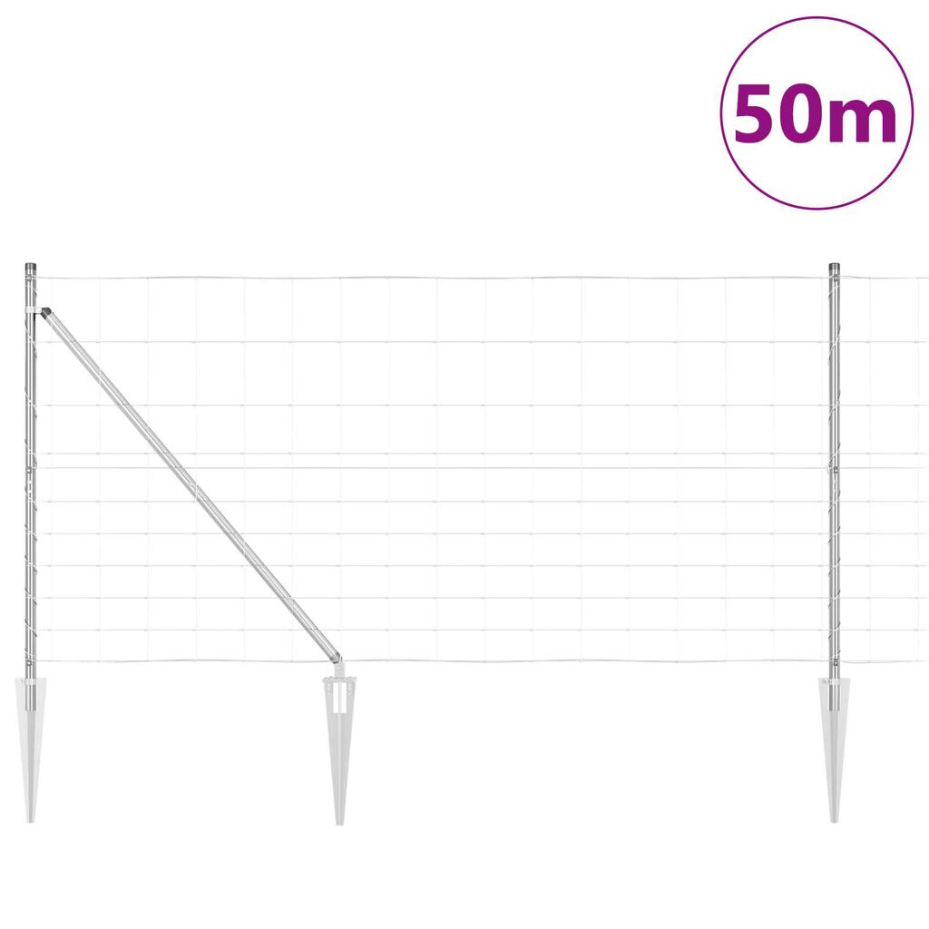 vidaXL Περίφραξη αγρού Ασημί 50 x 1.2 m Γαλβανισμένος χάλυβας